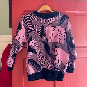 Vintage pink elephant sweater small